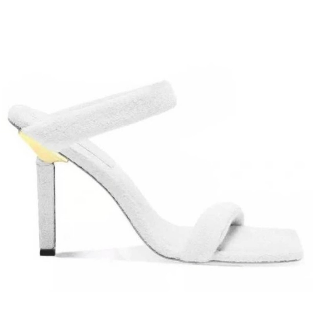 NEW Good American Terry Strap Heeled Sandals Sz 9